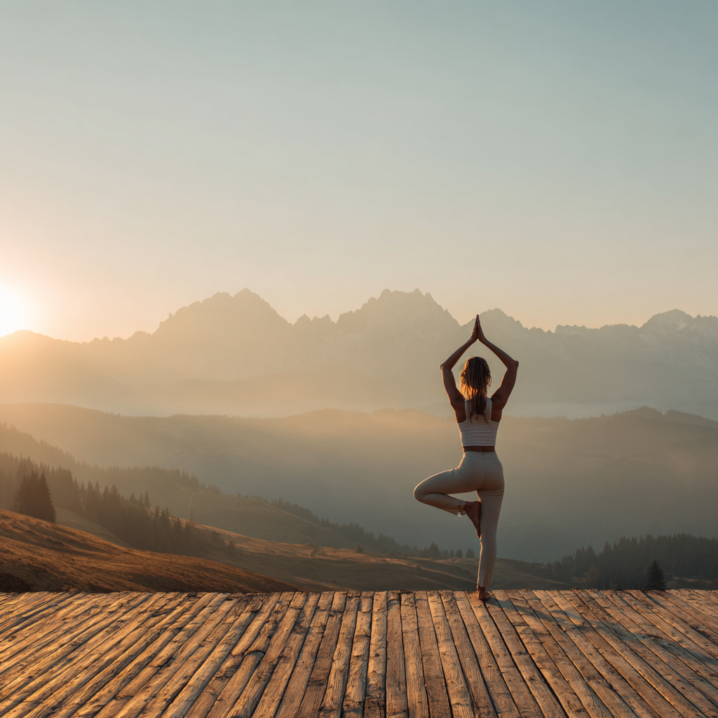 Жена практикува йога в спокойна среда